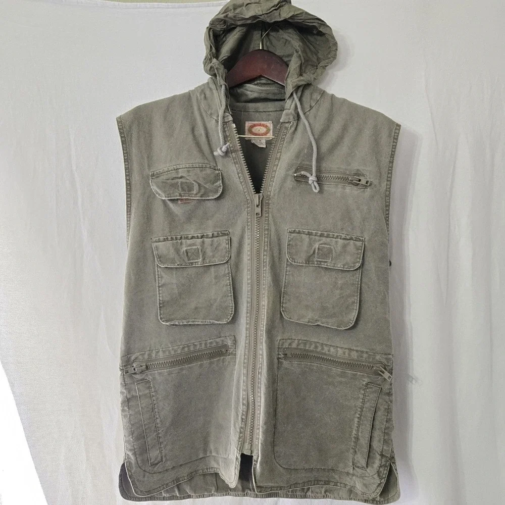 VINTAGE Banana Republic Safari Travel Vest‎ Jacket Mens Medium Military Field